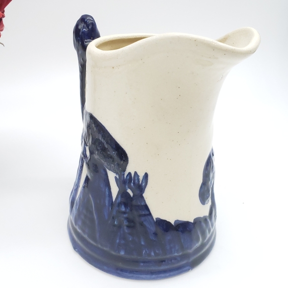 Vintage Old Sleepy Eye Cobalt Blue Pottery Pitcher - Picture 7 of 13